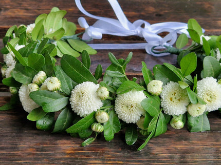 Coronita florala alb-verde