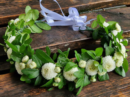 Coronita florala alb-verde