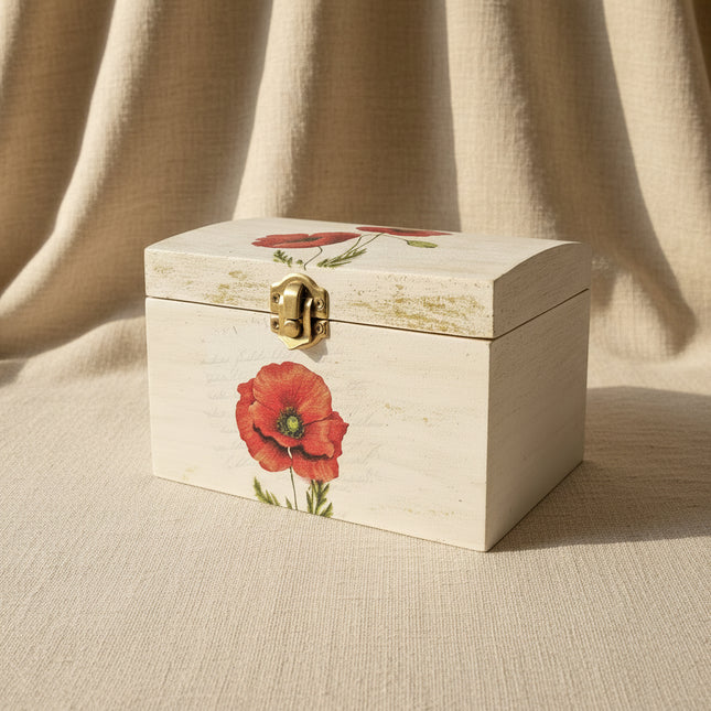 Cutie decorativă cu maci - varianta statement