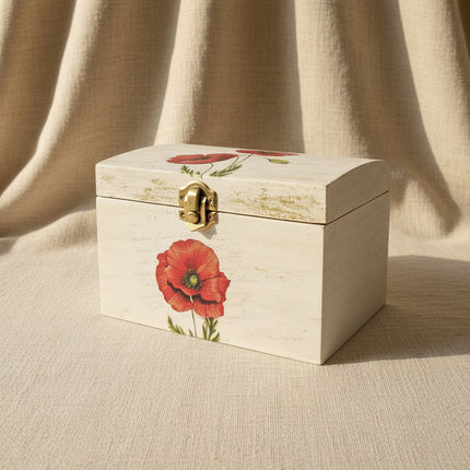 Cutie decorativă cu maci - varianta statement