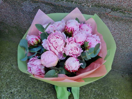 Buchet cu 13 bujori roz