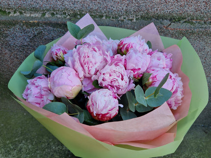 Buchet cu 13 bujori roz