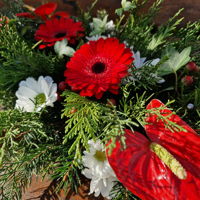 Aranjament funerar cu anturium si germini