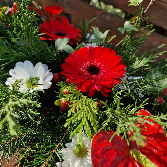 Aranjament funerar cu anturium si germini
