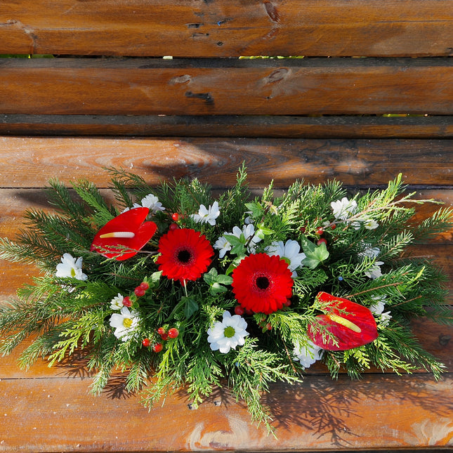 Aranjament funerar cu anturium si germini