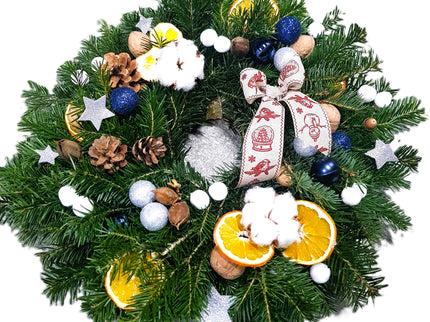 Coronita de Craciun cu globuri albastre