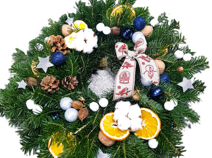 Coronita de Craciun cu globuri albastre