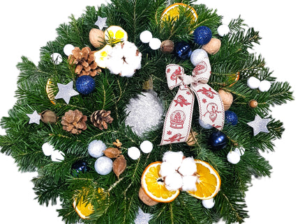 Coronita de Craciun cu globuri albastre
