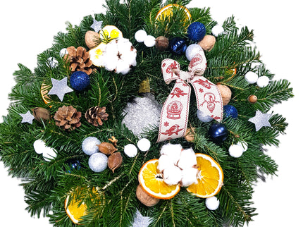 Coronita de Craciun cu globuri albastre