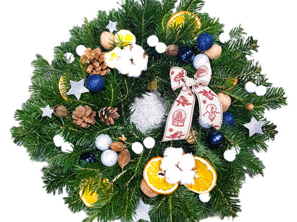 Coronita de Craciun cu globuri albastre