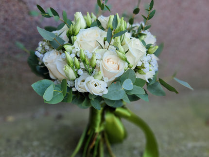 Buchet de mireasa alb-verde